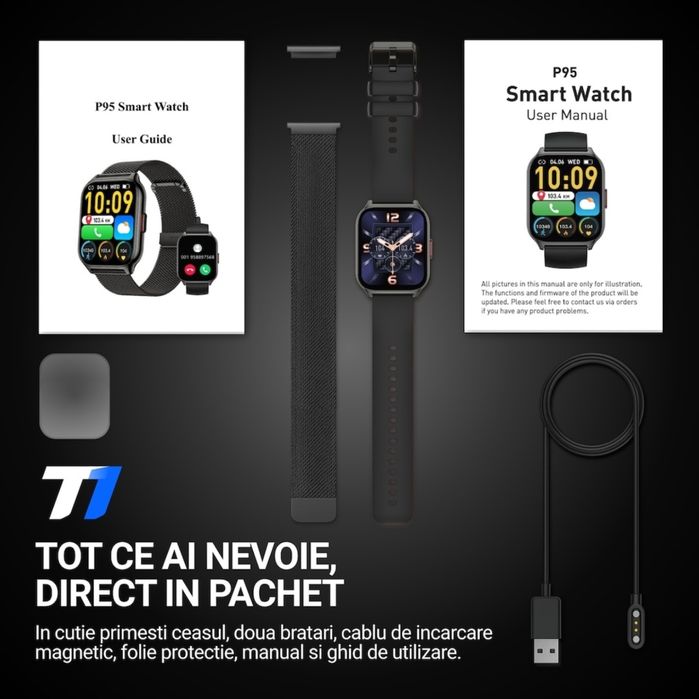 Ceas/smartwatch TechONE P95 / Wand Pro cu ecran AMOLED nou / sigilat