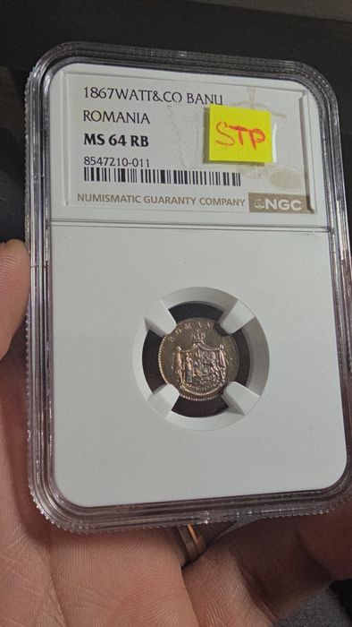 Moneda 1 banu 1867 watr MS64 STP