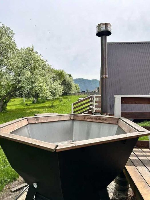 Малый банный чан из нержавеющей стали с водяным контуром (на 4-6 чел.)