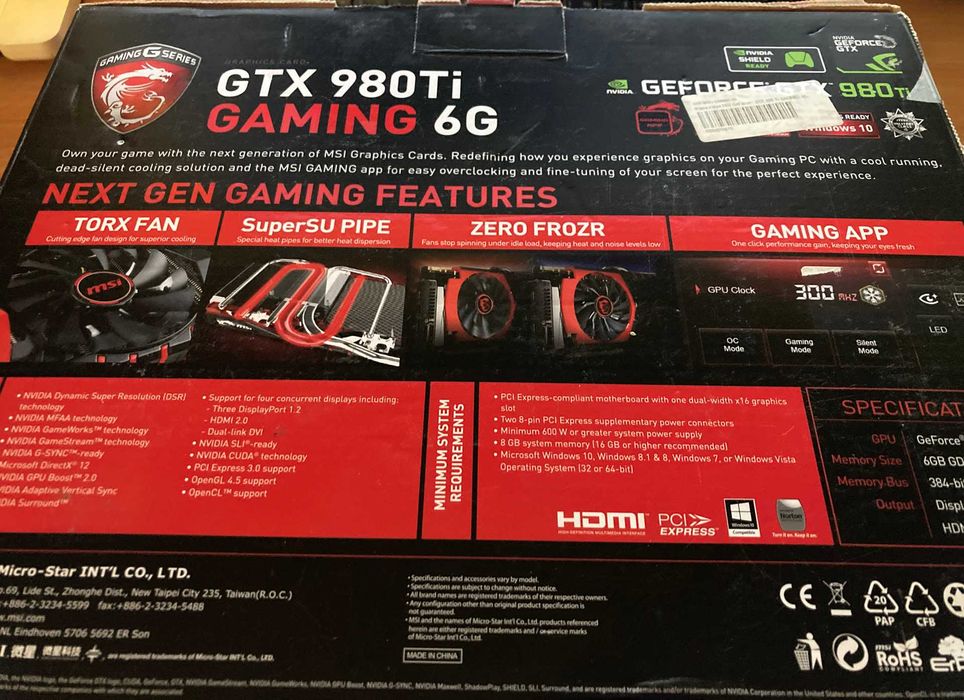 MSI GeForce GTX 980Ti Gaming / 6GB / 1279 MHz / Видео карта