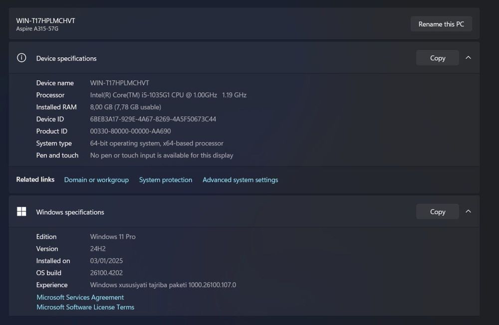 Noutbuk Acer aspire 3