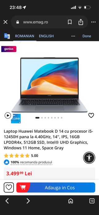 Laptop Huawei Matebook D 14