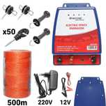 Kit pachet gard electric 6 Joule 12 220V fir 500m 50 izolatori