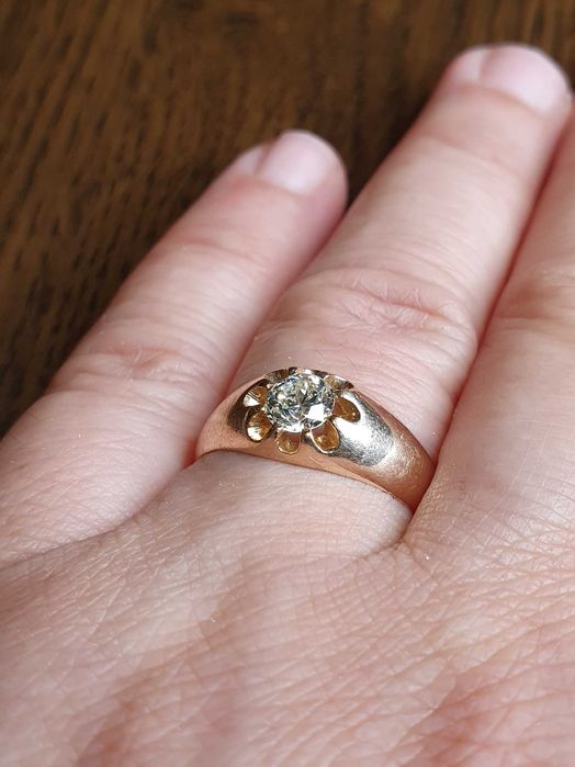 Inel unisex ghiul Gypsy aur roz diamant natural taietura veche 0,52CT