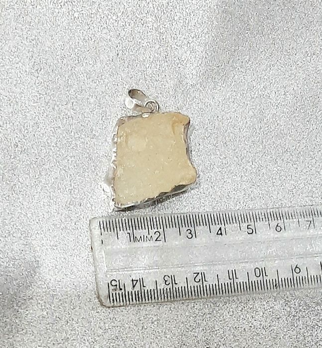 Pandant argint Tectita aurie libiana bruta + pandant talisman