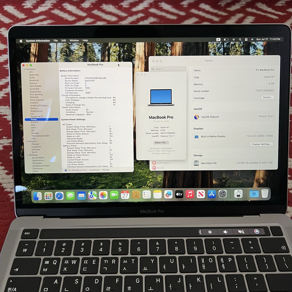 MacBook Pro M1 8/256 95%-81sikl Yangidek holatda obmen bor