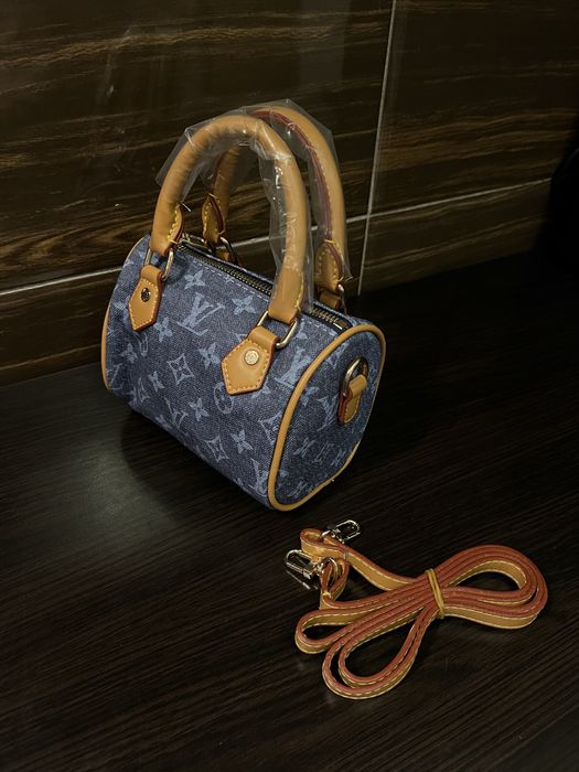 Geantă LV mini albastră cu imprimeu monogram