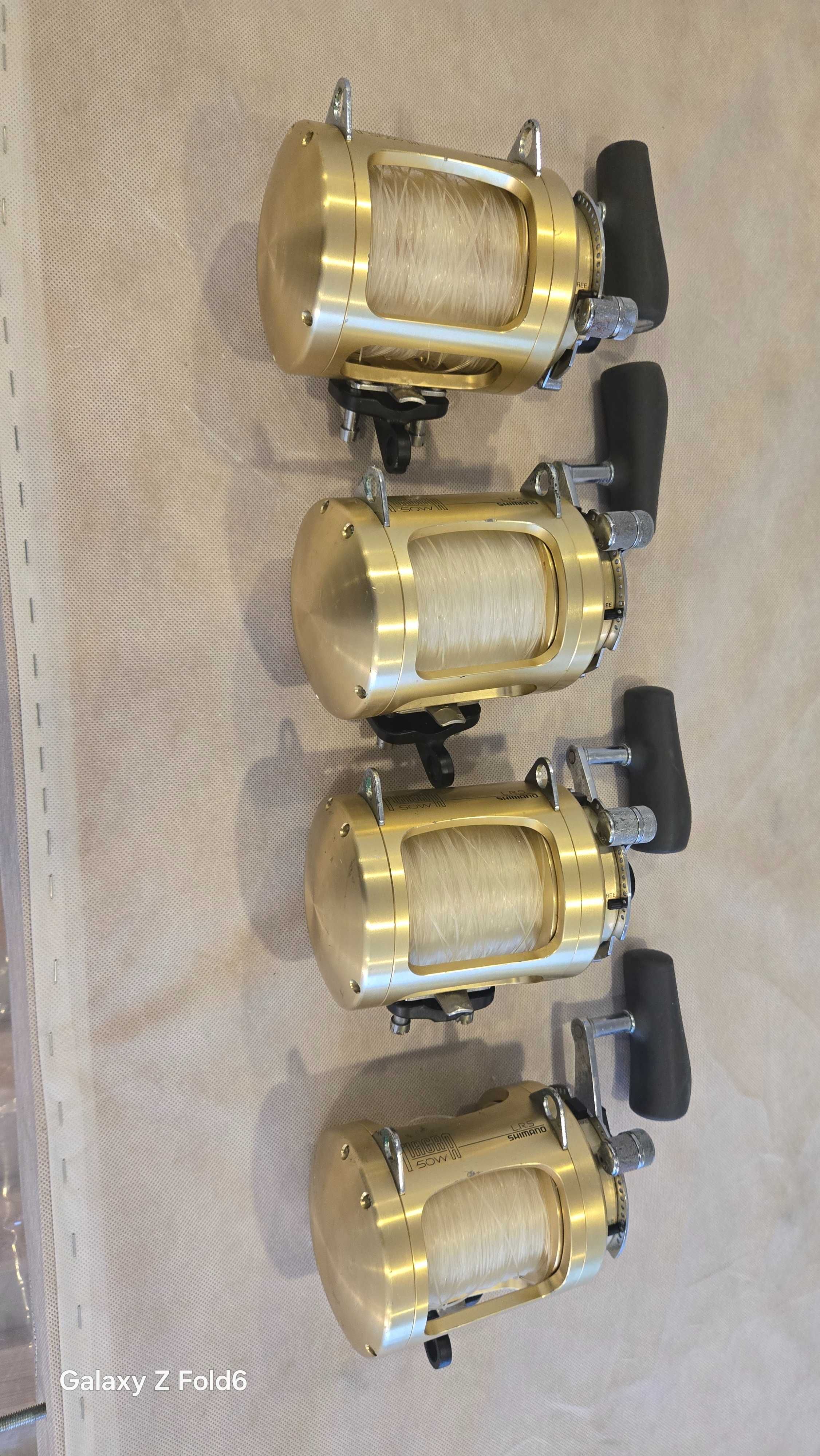 4 бр.  макари Shimano Tiagra W50 и въдици 100 lbr за тролинг в Гърция
