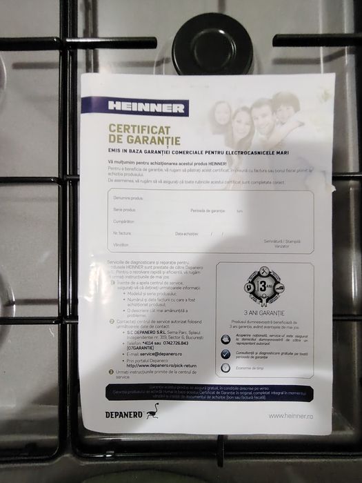 Vând aragaz Heinner nou. cu garanție 3 ani