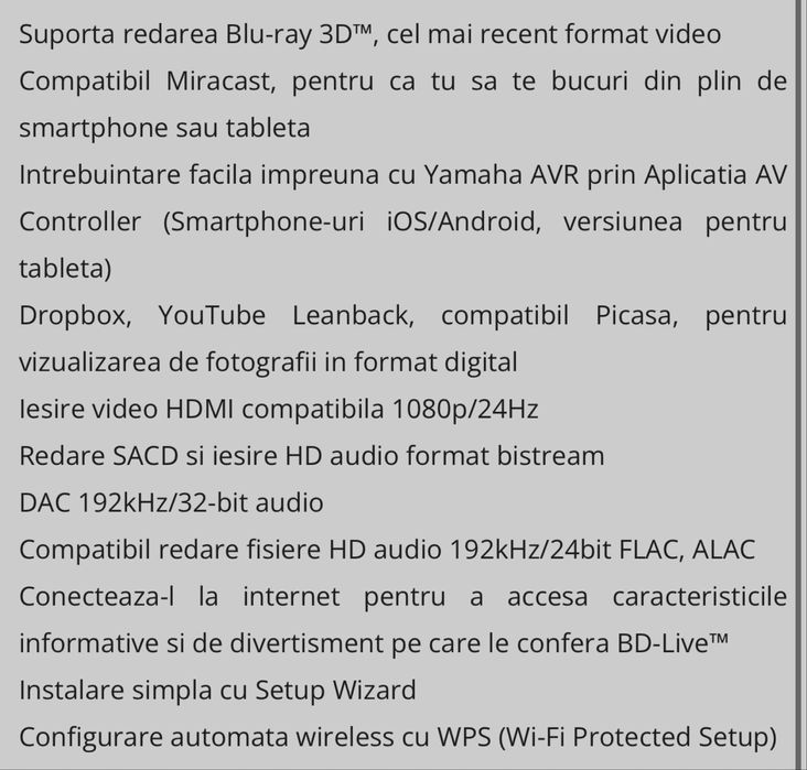 Blu-Ray Player 3D Yamaha BD-S677, Negru