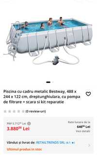 Piscină cu sistem filtrare și scară