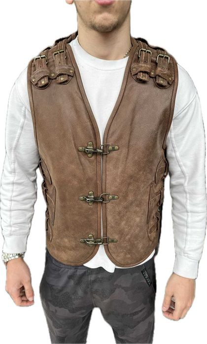 Кожен елек Мото рокер мотор 2024 модел Brown кафява кожа