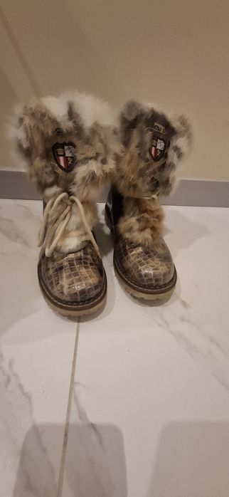 Естествена кожа боти New Italia Shoes, бежови!