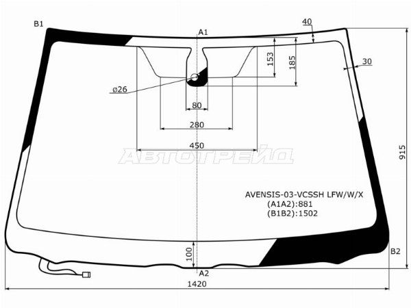 Стекло лобовое с обогревом щеток + дд +д/света TOYOTA AVENSIS II 4/5D