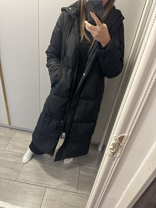 Geaca dama lunga Zara cu puf de gasca