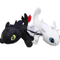 Мягкая игрушка Беззубик дракон черный и белый из мультфильма