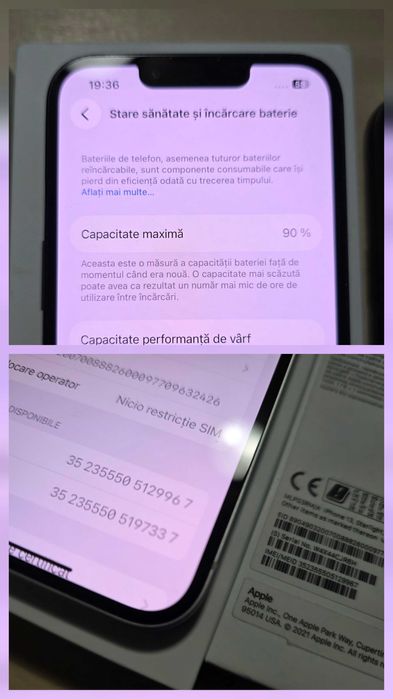 iPHONE 13, 5g.Ca din magazin.10/10  !!.Alb !.Pachet complet.Husa