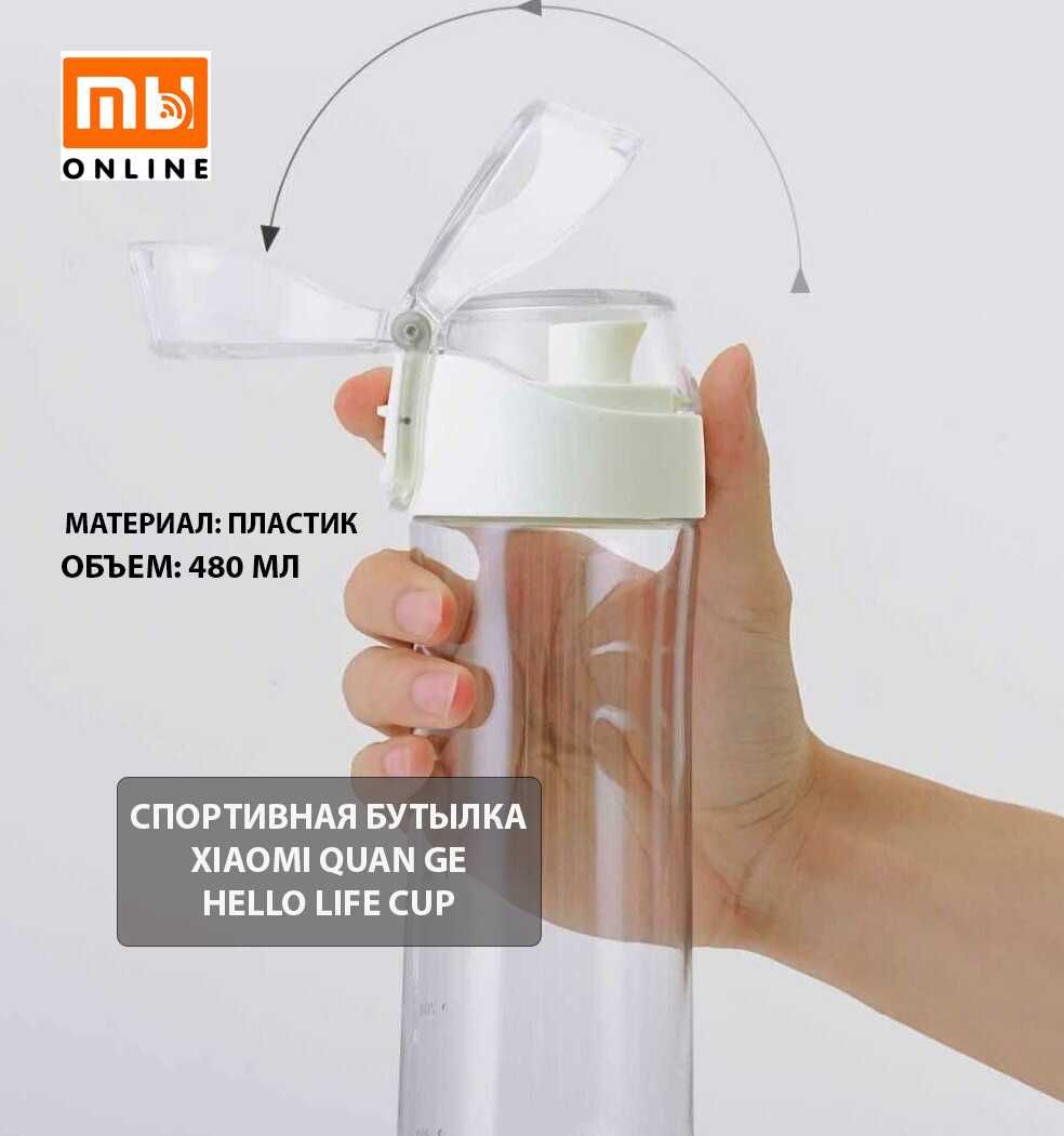 Спортивная бутылка Xiaomi Quan Ge Hello Life Tritan Sports Cup 480ml