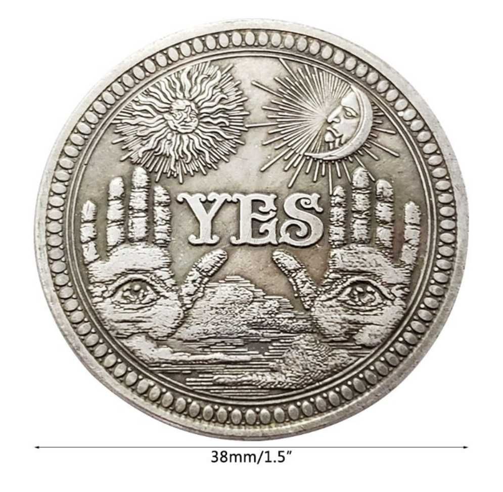 Голяма таро гадателска монета Да/Не Yes/No coin, Ф3,8см, цинкова сплав