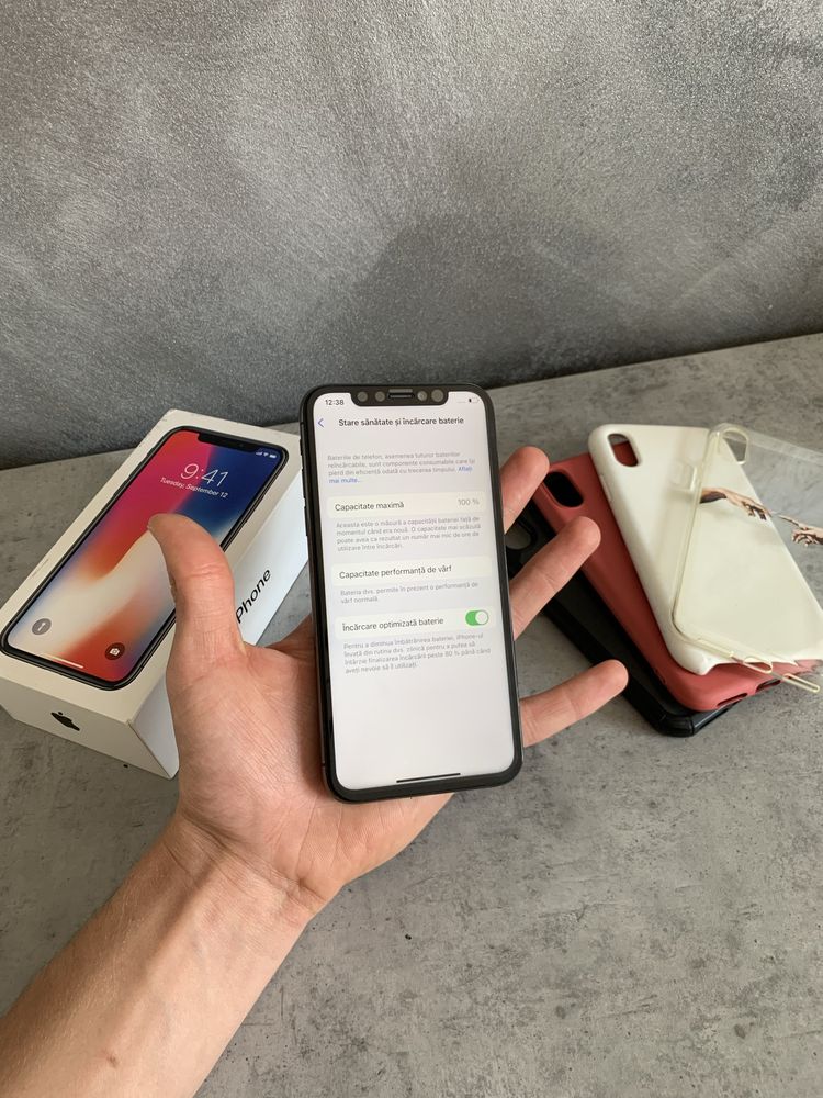 iPhone X 100% baterie Fullbox 4 huse