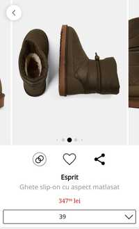 Ghete imblanite slip-on cu aspect matlasat, Esprit, nr 39