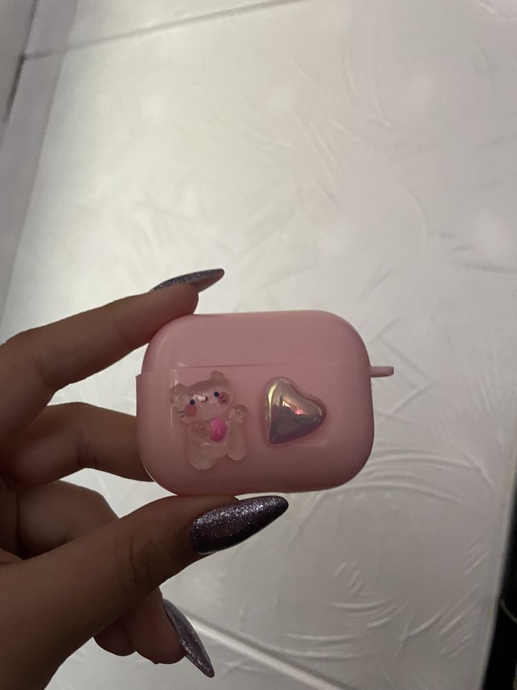 AirPods case Pro 2nd generation Pink Case cat and heart decor