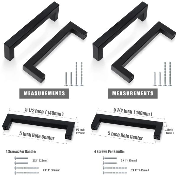 Масивни Черни мебелни дръжки, 140мм, 160мм