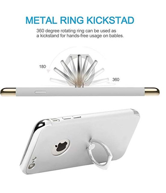 Husa Apple iPhone 8, Elegance Luxury 3in1 Ring Argintiu