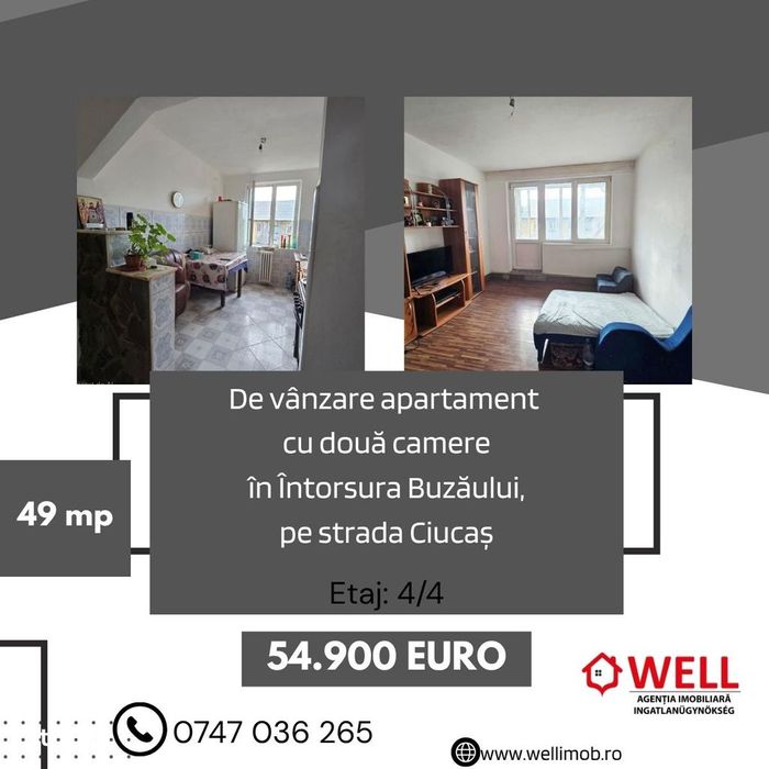 De vânzare apartament cu două camere în Întorsura Buzăului