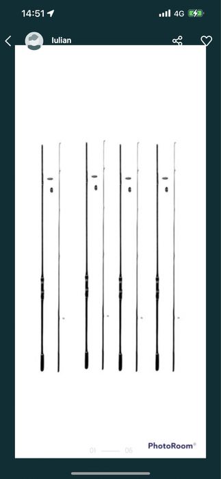 Set 4 Lansete Wind Blade Carp Master Cat 1 3.6 m 3.5 lbs Carbon 100 %