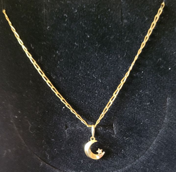 Златно 14К колие с диамант