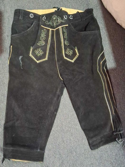 Pantaloni barbati Oktoberfest Lederhosen, piele naturala, marimea 52