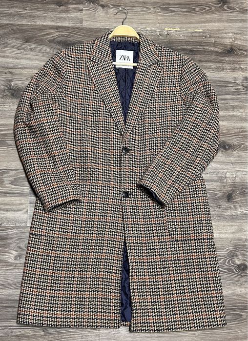 Елегантно мъжко палто ZARA в класическа шарка – отлично състояние