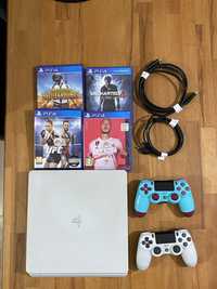 PlayStation 4 Slim alb 500gb+ 4 jocuri+ 2 manete