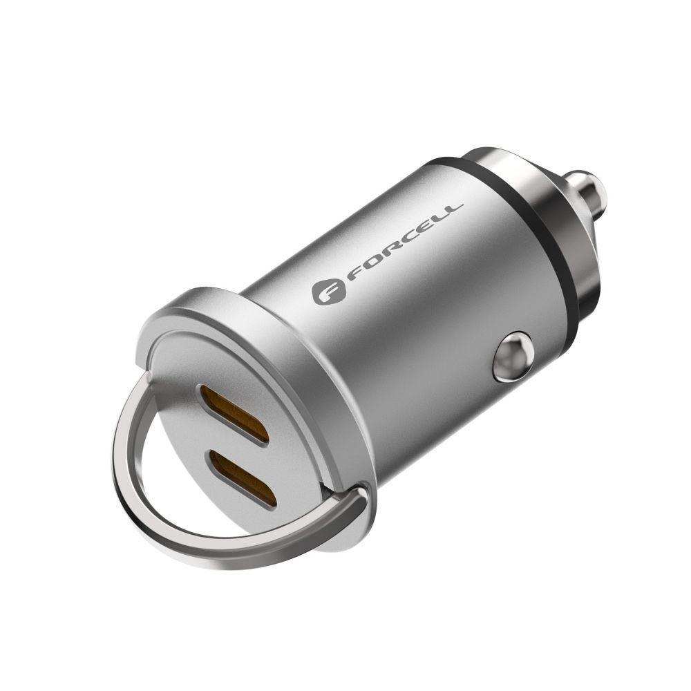 Мини зарядно за кола 2 x Type C PD QC3.0 3A 30W FORCELL F-ENERGY