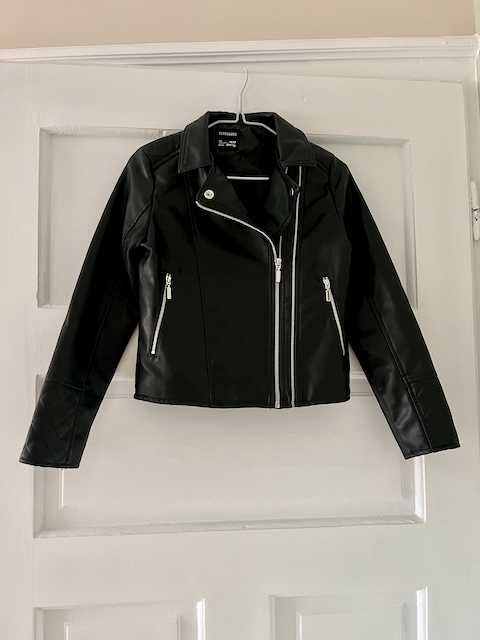 Ново черно кожено яке - 12-13 г., 152-158 см.