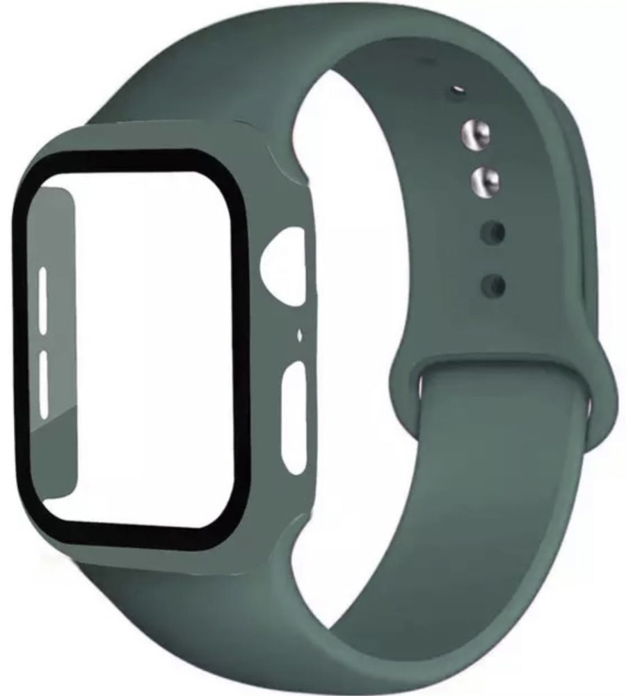 Pachet Curea Silicon + Husa Carcasa Plastic Compatibila Apple Watch