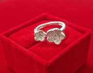 AG158, inel argint 925,nou/marcat, solid, flori cu zirconiu alb