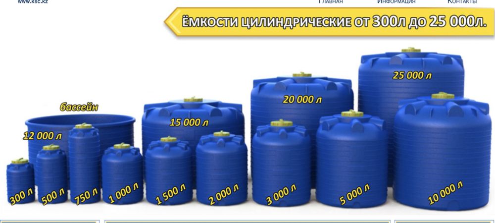 Емкость от 50 до 25000 литров.  Емкости, Бак, бочка, резервуар.