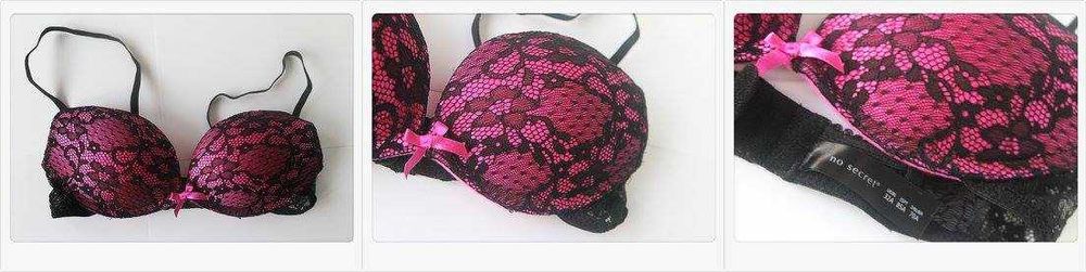 Sutien roz cu dantela neagra No Secret marimea 70 A