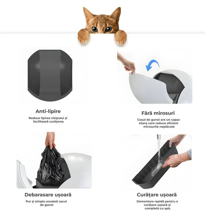 Litiera Smart cu Sistem de Curatare Automata pentru Pisici