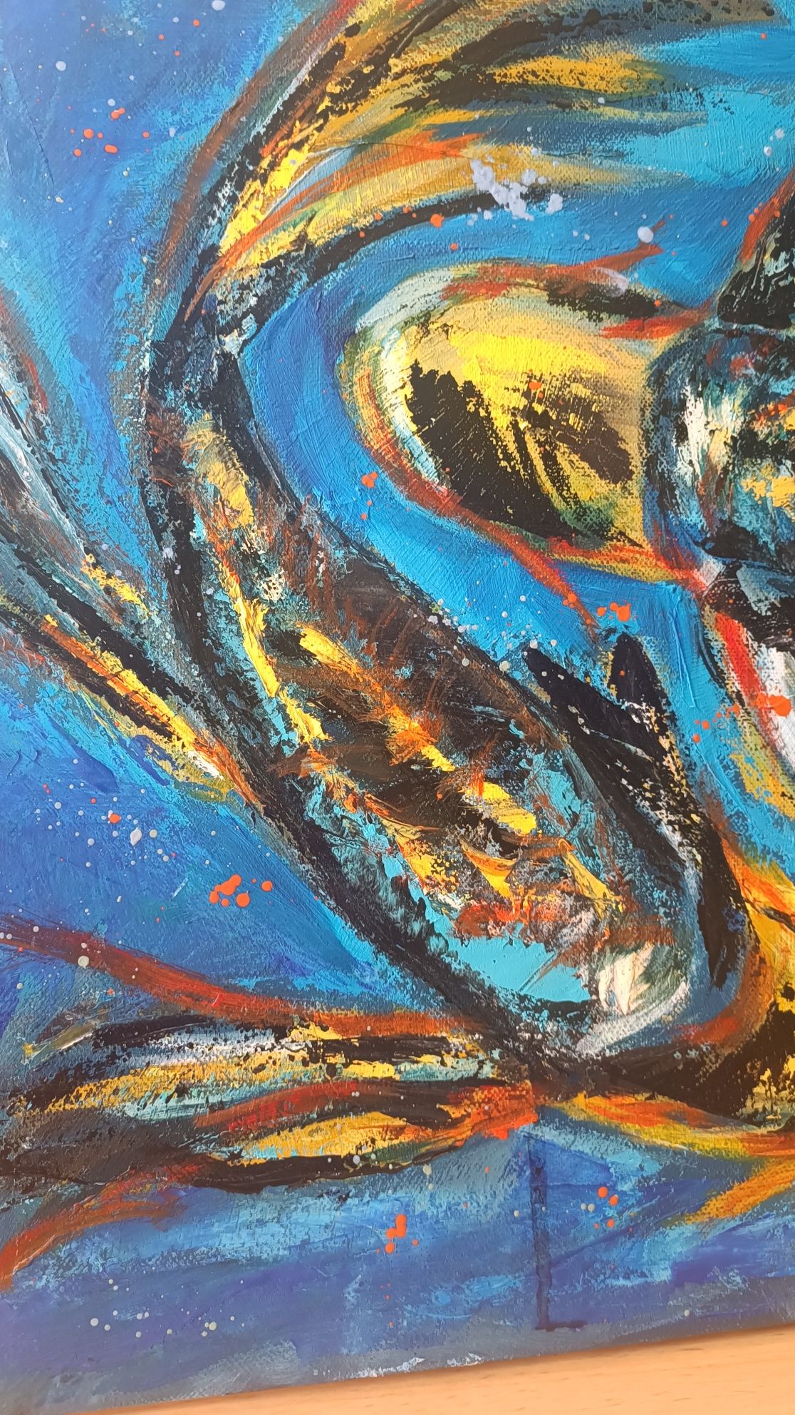 Картина с маслени бои върху платно - две риби