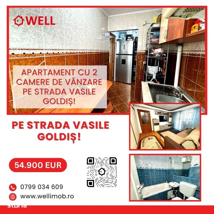 Apartament cu 2 camere de vânzare pe str. Vasile Goldiș!