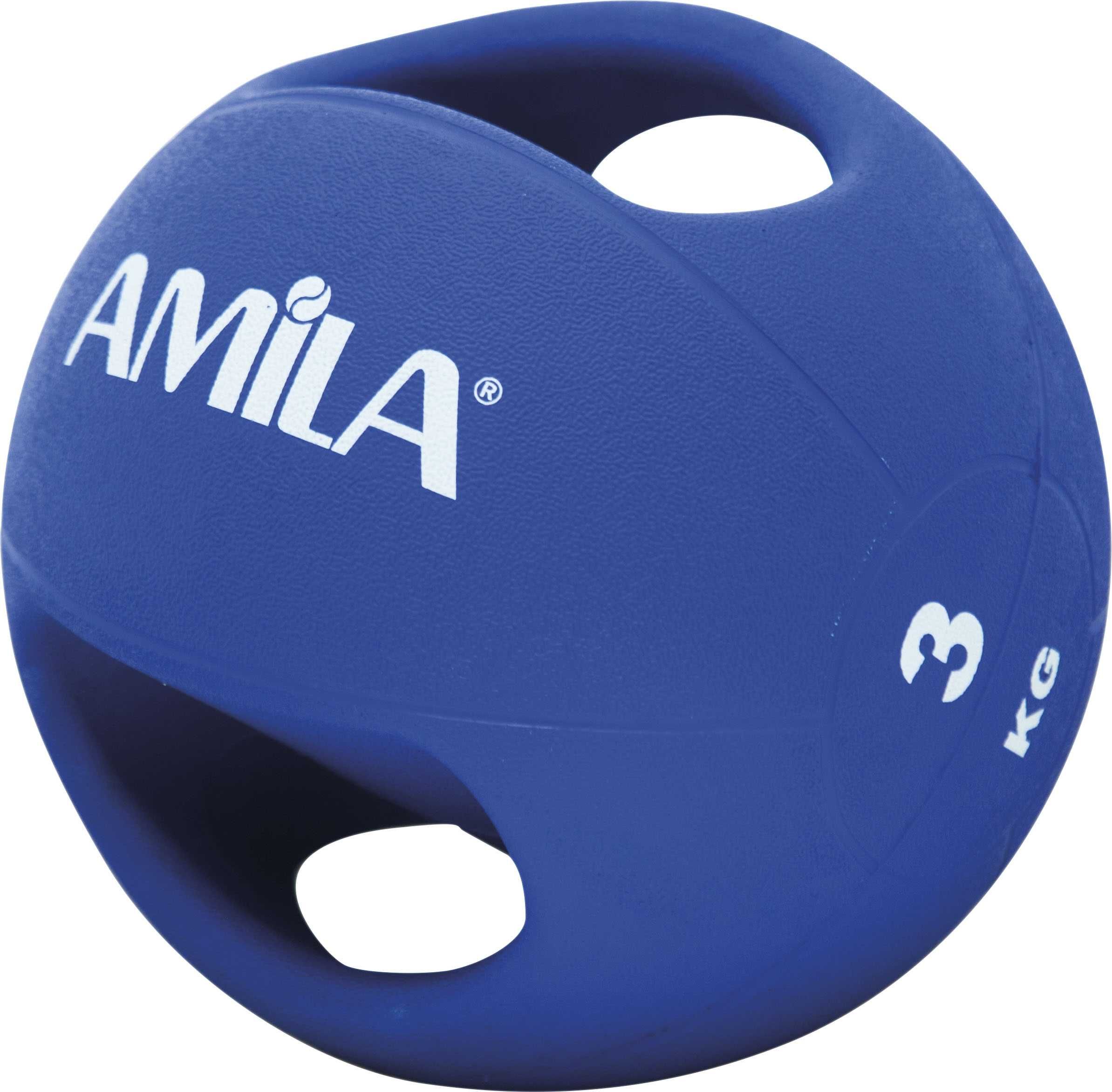 Медицинска Топка с Хват Amila Dual Ball 3 кг, Фитнес Топки с Дръжки