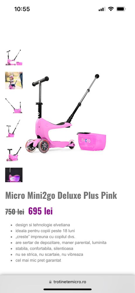 Trotineta Micro Mini2Go Deluxe Plus Pink