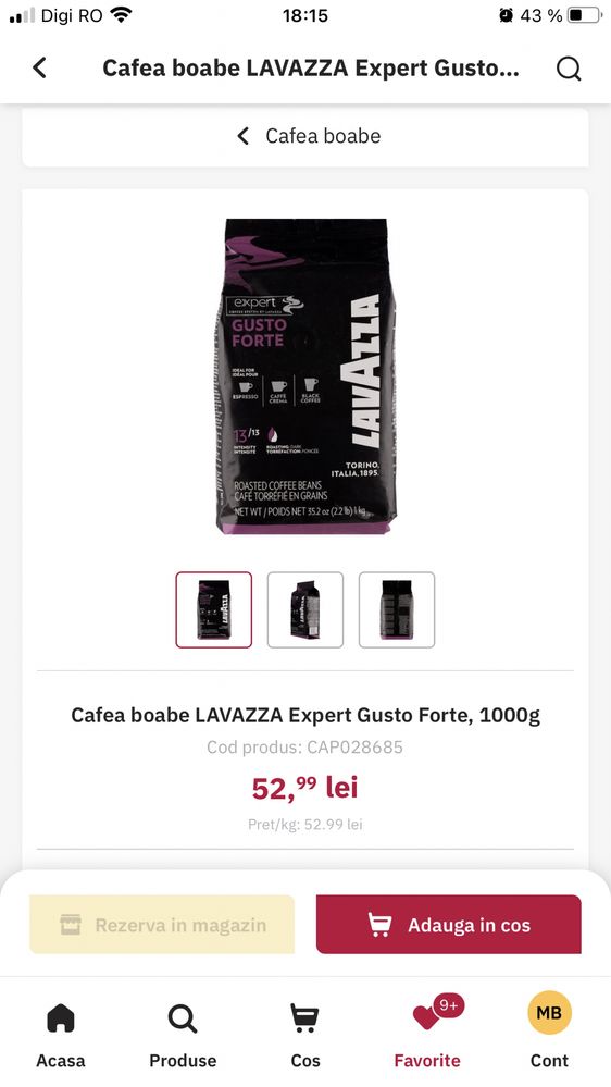 Cafea Boabe Lavazza Gusto Forte Expert, 1 Kg (transport gratuit)