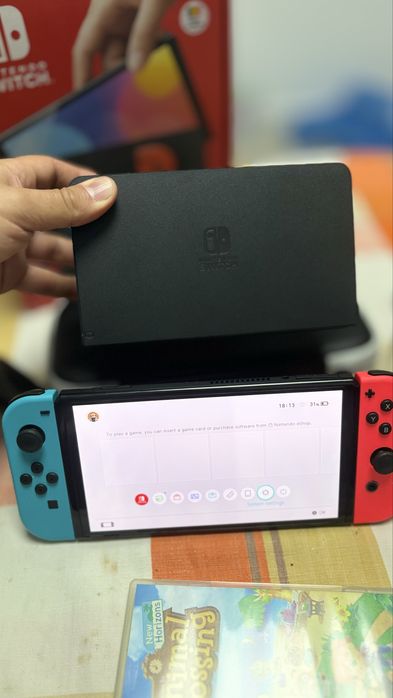 Nintendo Switch Oled+Joc+Card-Pachet Complet-Ca NOU-Cutie-Husa-Super