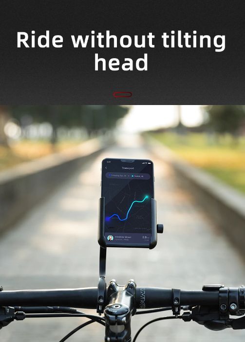 Suport aluminiu telefon Rockbros tija lunga 6 puncte bicicleta trotine