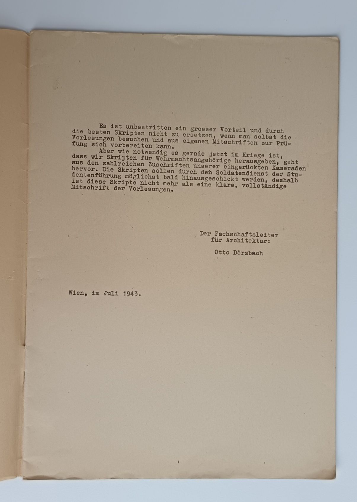 Manuscrise Germane Originale 1943-1944