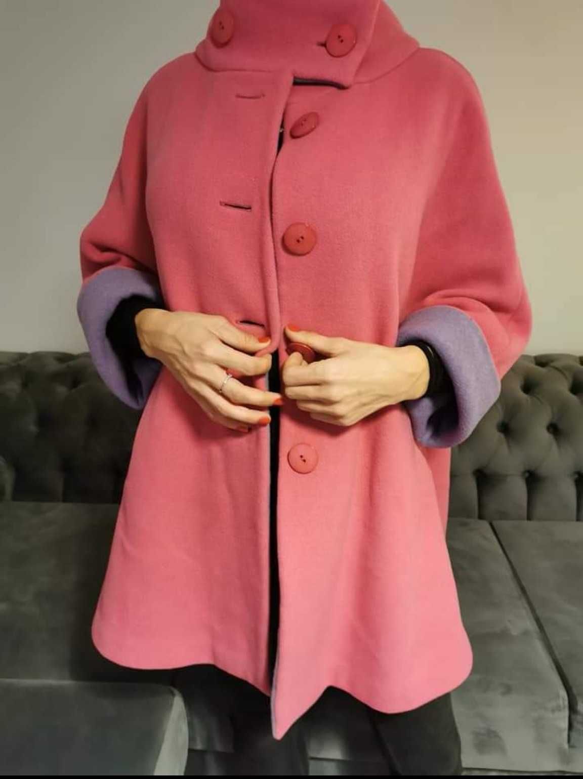 Palton oversized lana si casmir Armani S roz fucsia